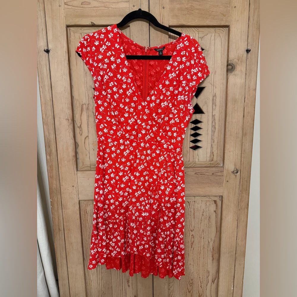 J. Crew Red Floral Midi Dress